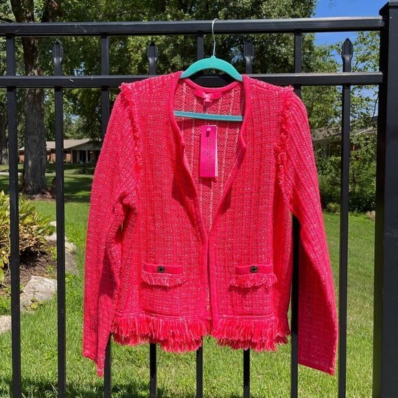 Lilly Pulitzer Spicy Coral Tweed Simora Cardigan NWT - Picture 6 of 14
